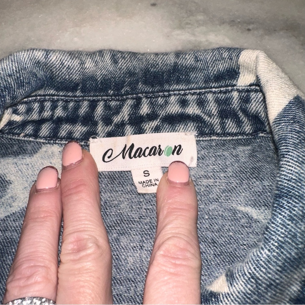 Macaron Size Small White Star Pattern Denim Jacket - Picture 8 of 12